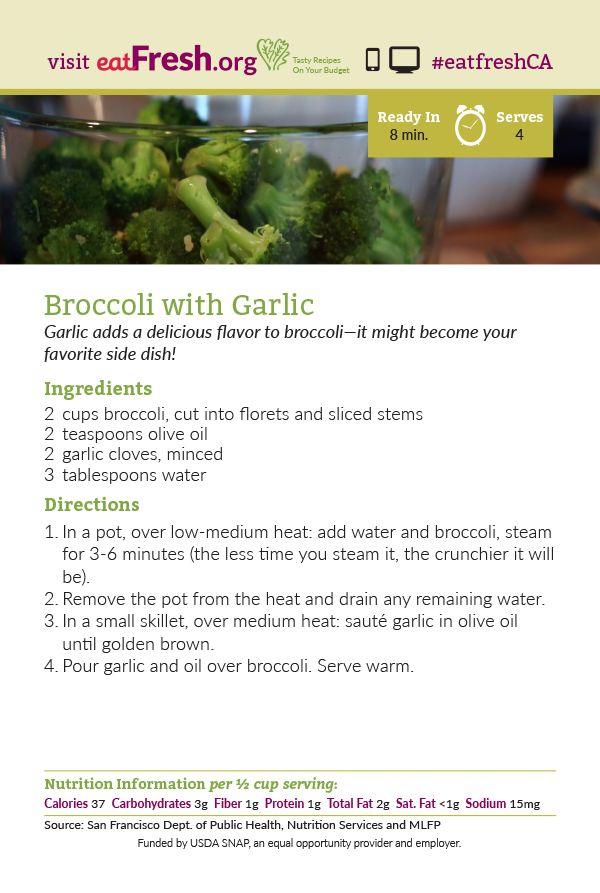 Broccoli with Garlic Recipe Card