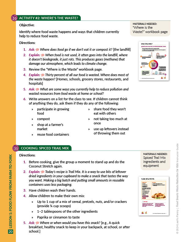 Food Smarts - Waste Reduction - Kids - Instructor Guide - Image 4